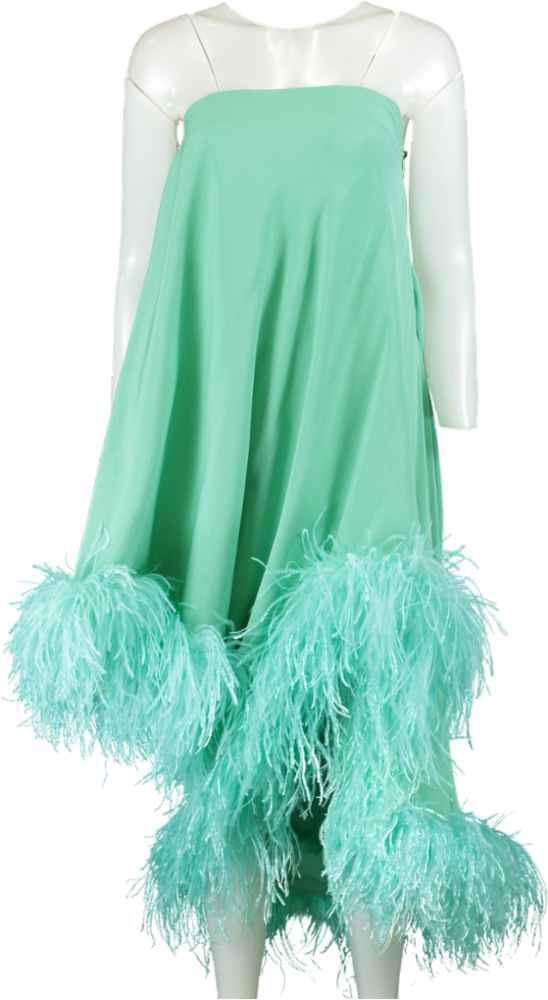 Art Dealer Green Feather Trim Dress UK XS