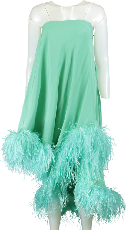 Art Dealer Green Feather Trim Dress UK XS