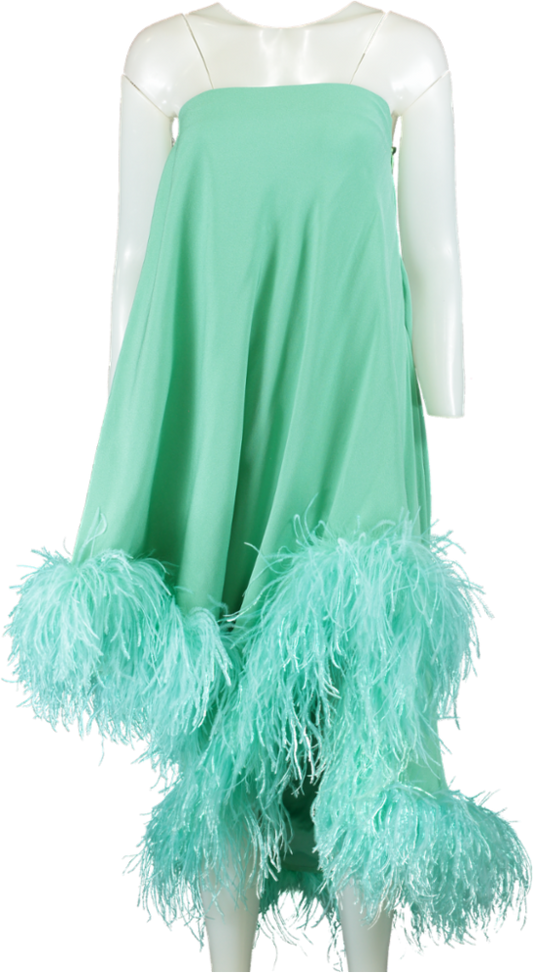 Art Dealer Green Feather Trim Dress UK XS