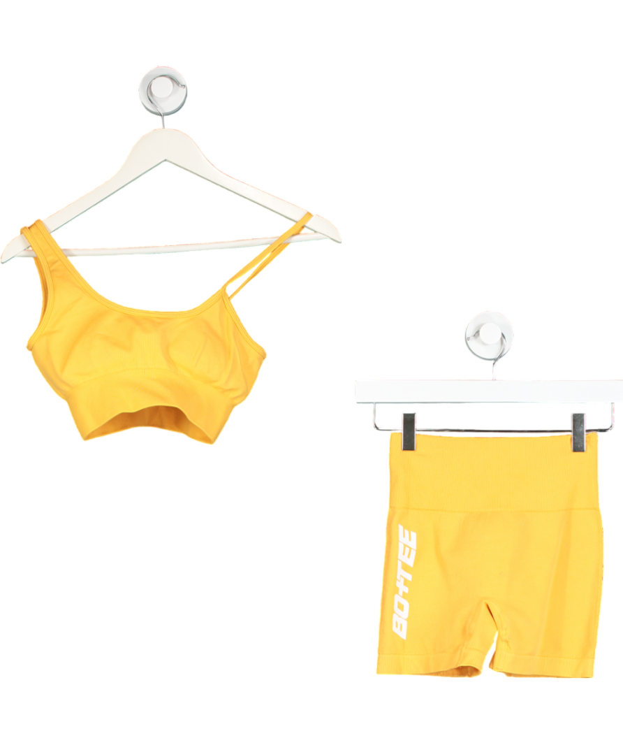 Bo + Tee Yellow Sports Bra And Mini Shorts Set UK XS/S