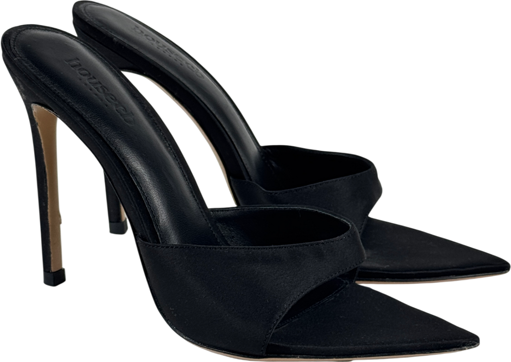 House of CB Bella Black Satin Pointed High Heel Mules UK 3 EU 36 👠