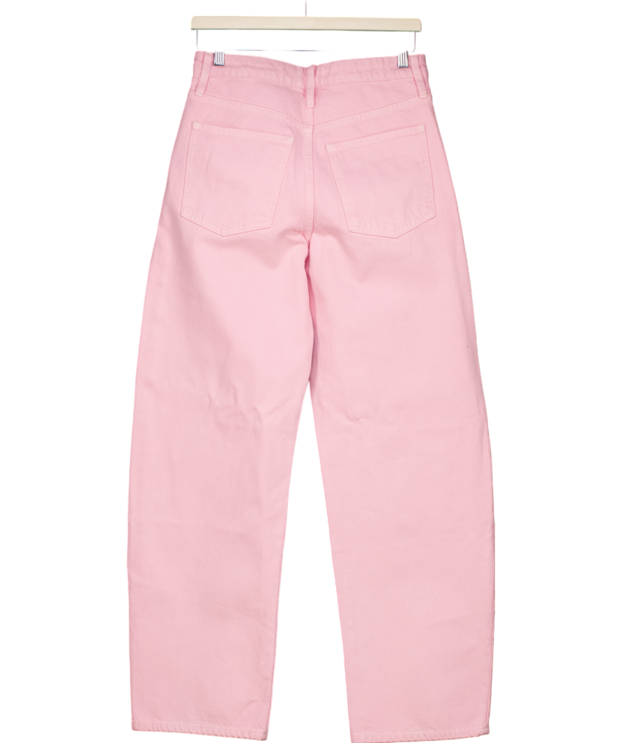 FRAME Pink Long Barrel High-rise Wide-leg Jeans UK 6