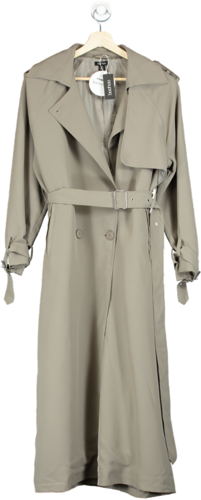 Boohoo Beige Long Trench Coat UK 12
