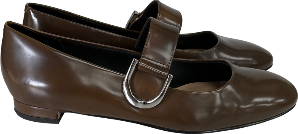 Charles & Keith Brown Gabine Leather Mary Janes UK 4 EU 37 👠