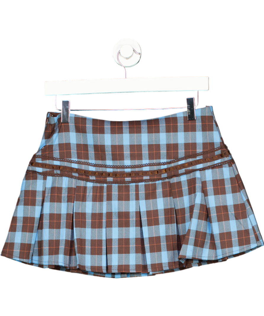 Glamorous Brown Check Mini Skirt UK 10