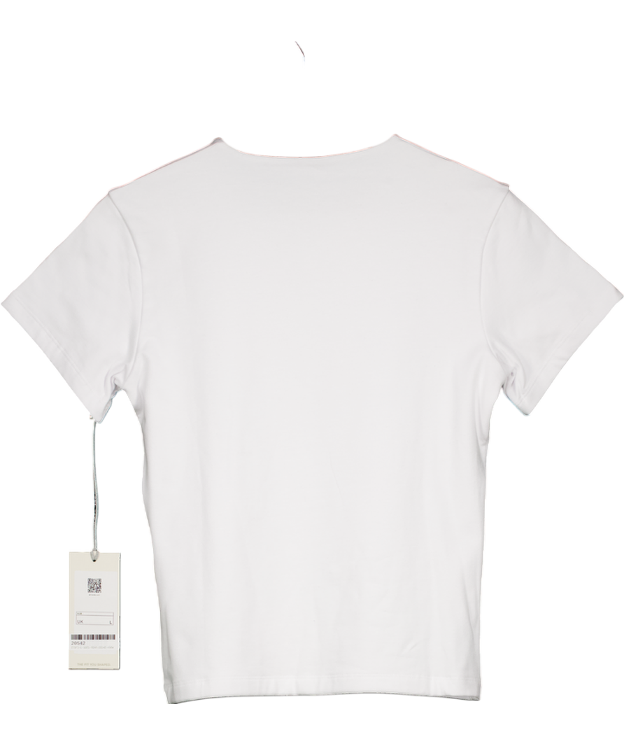 Ambela White Double Layered Cotton T-shirt UK L