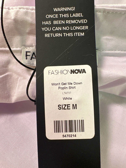 Fashion Nova White Poplin Shirt UK M