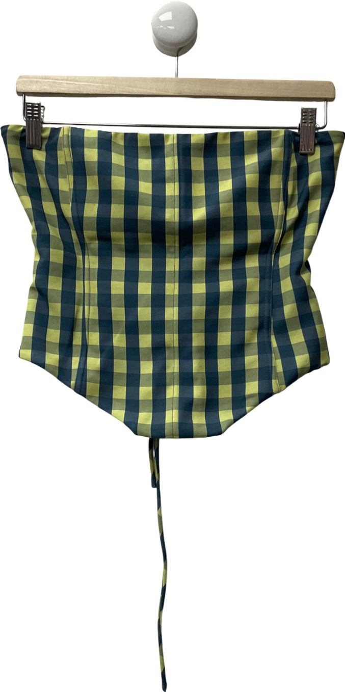 White Fox Yellow Checked Bustier Top UK L