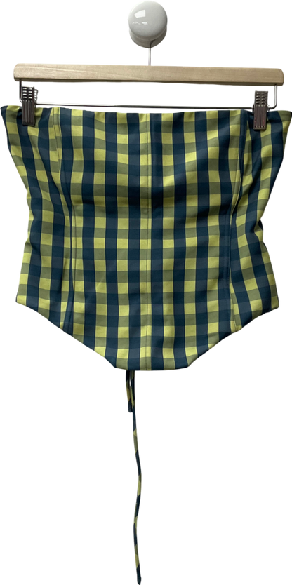 White Fox Yellow Checked Bustier Top UK L