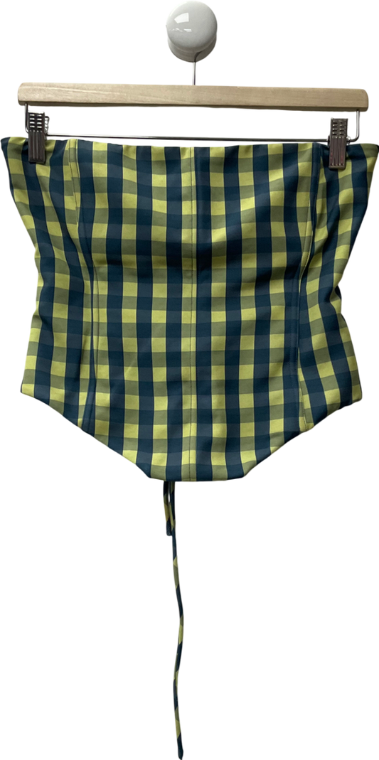 White Fox Yellow Checked Bustier Top UK L