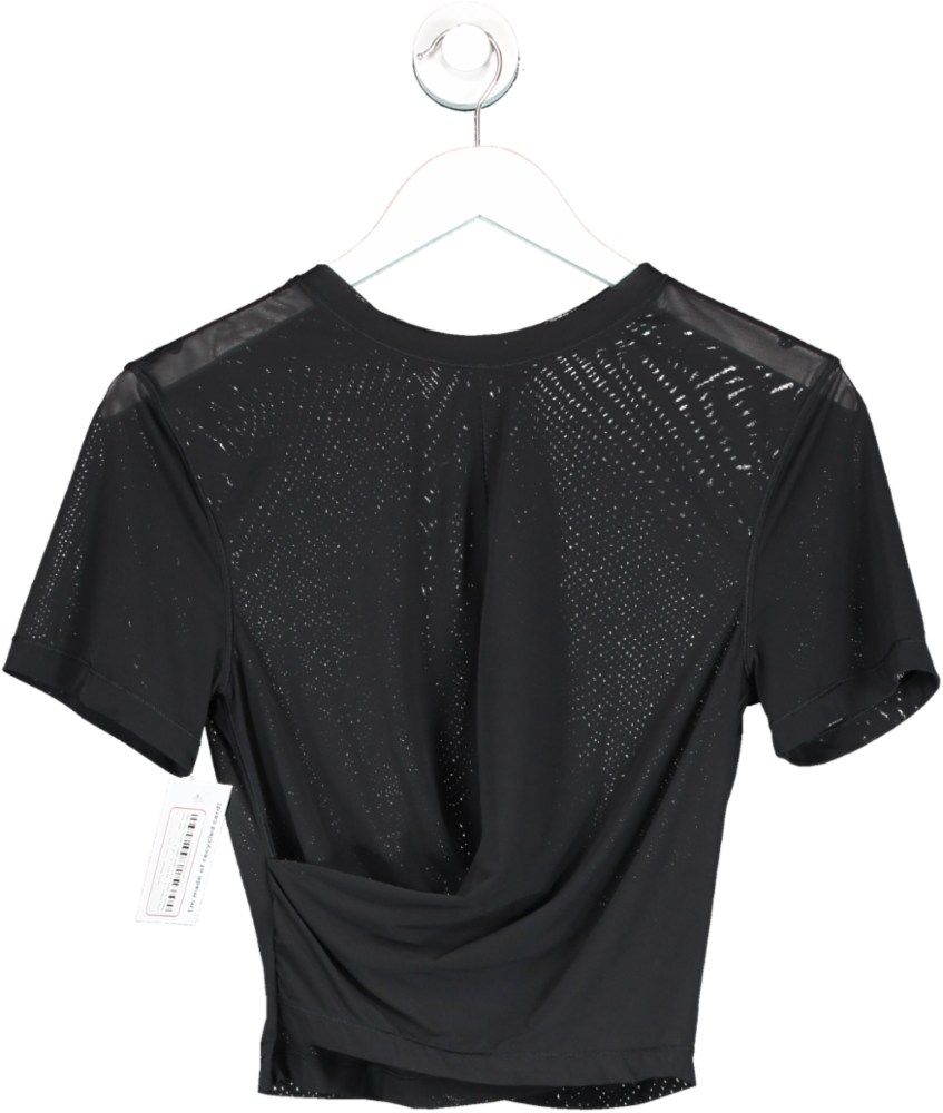 Black Mesh Drape Front Top UK S
