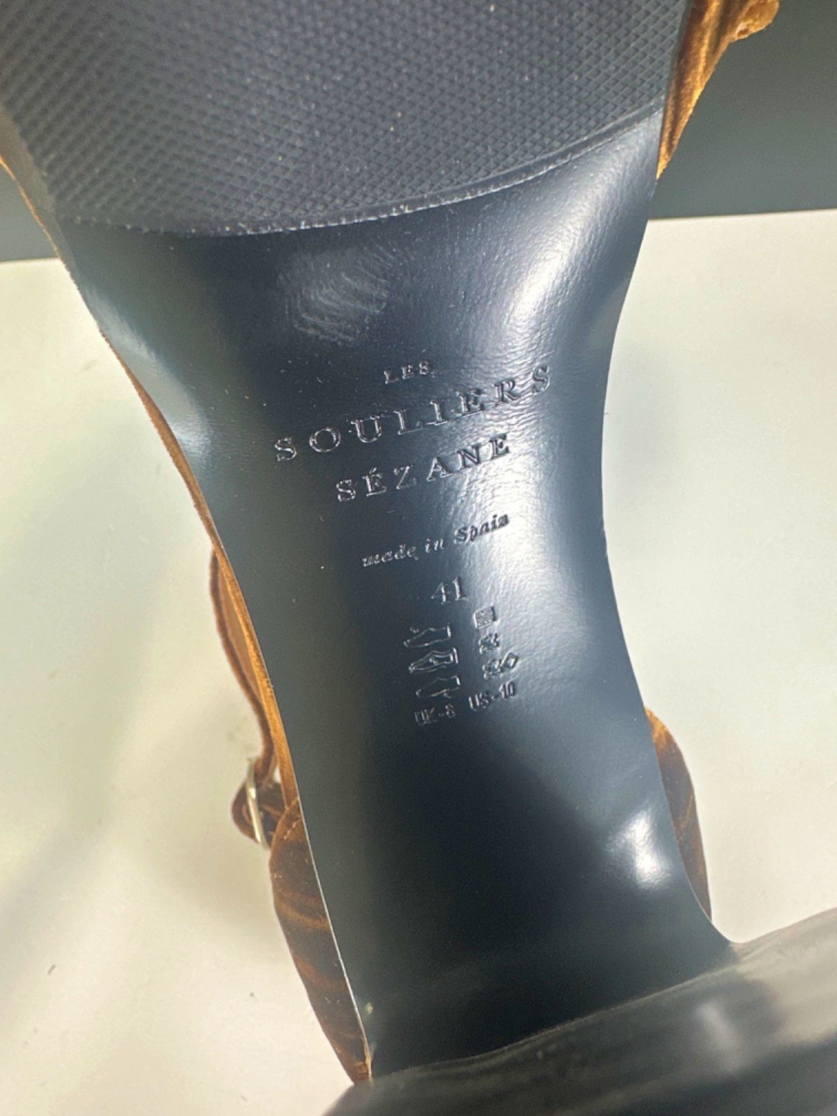 Sezane Brown Velvet Platform Sandals Size UK 8