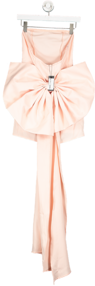 PrettyLittleThing Pink Petite Bandeau Bow Detail Mini Dress UK 8