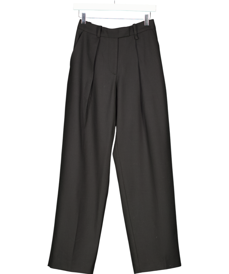 Arket Wool Blend Twill Trousers - Black UK 8