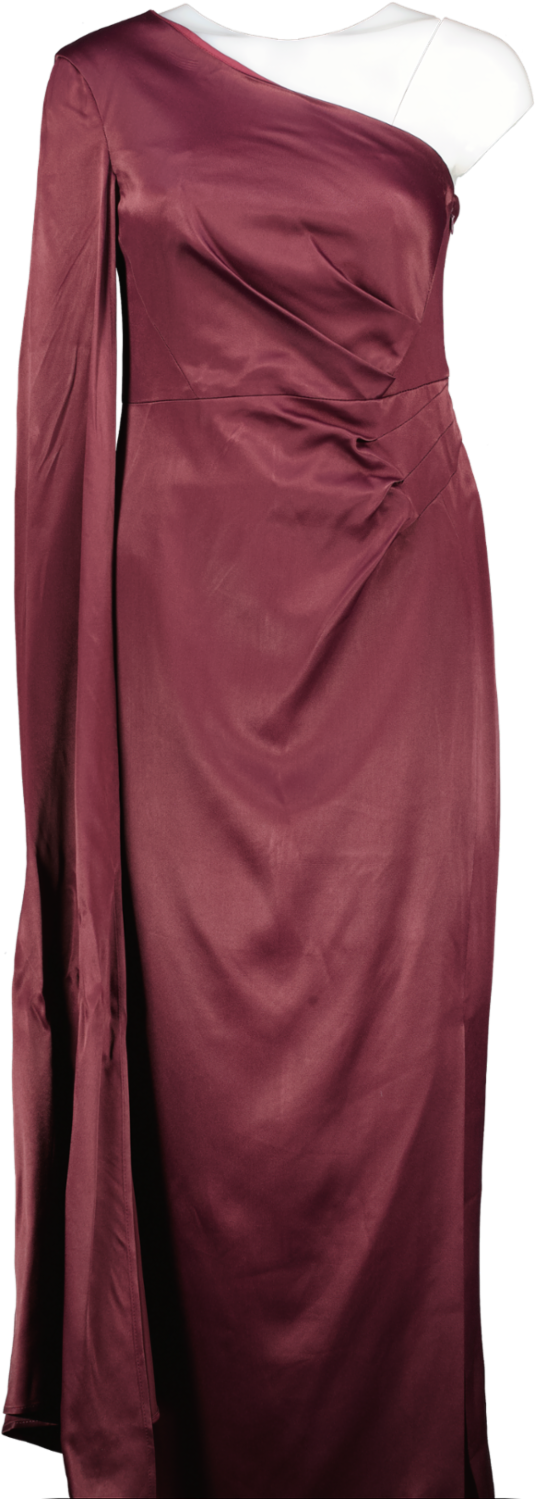 Karen Millen Red One Arm Satin Dress - Wine Colour UK 8