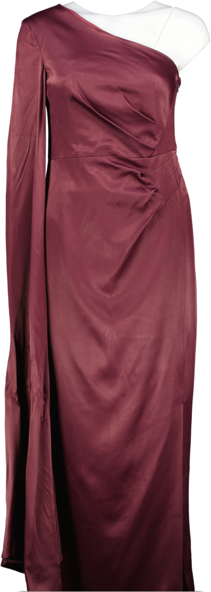 Karen Millen Red One Arm Satin Dress - Wine Colour UK 8