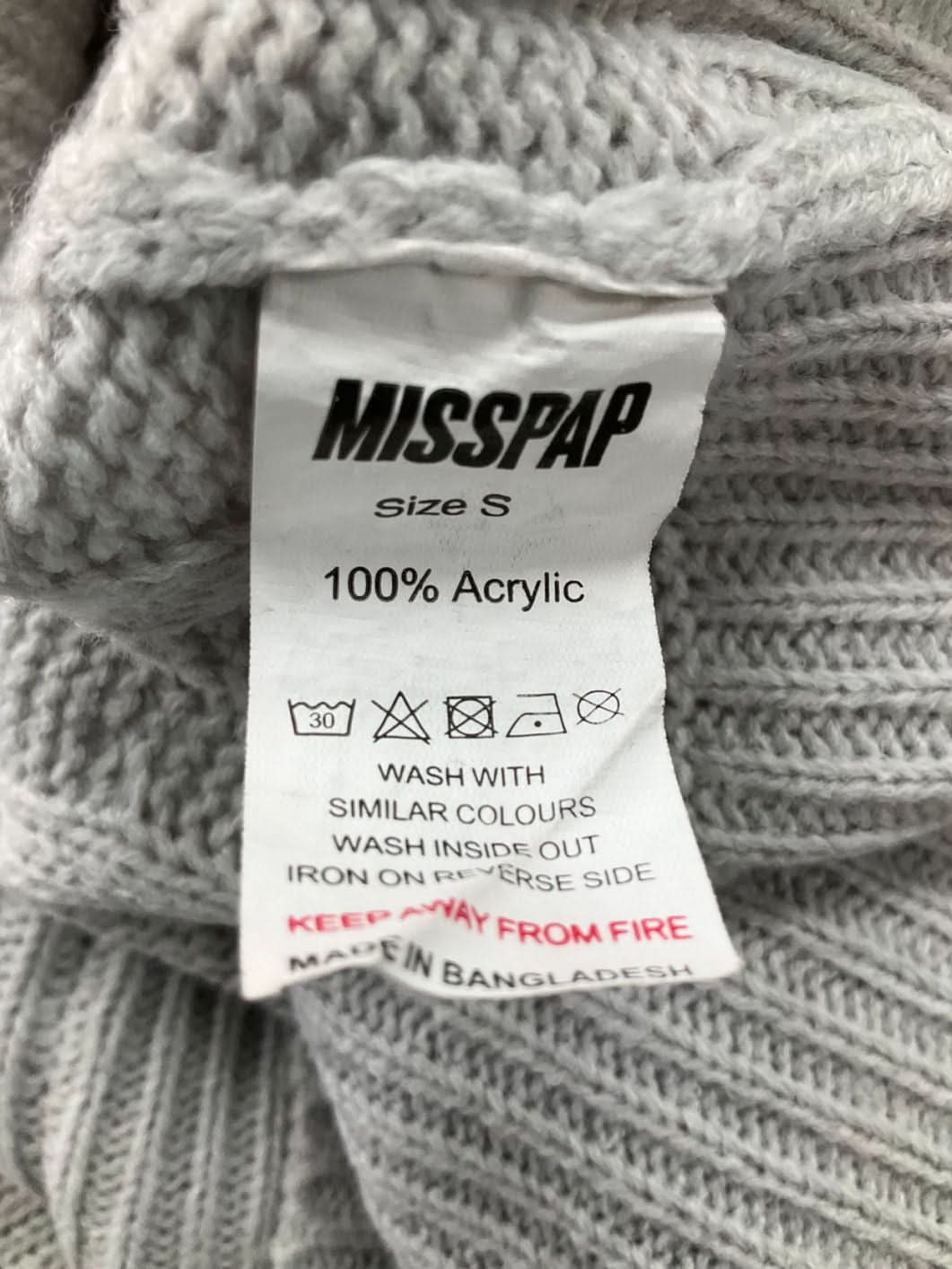 Misspap Grey Cable Knit Short And Vest Set UK S