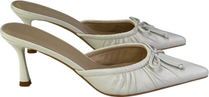 REALM The Courts Vintage White Leather Kitten Heel Mules UK 6 EU 39