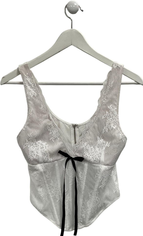 White Fox White Lace Bustier Top UK M