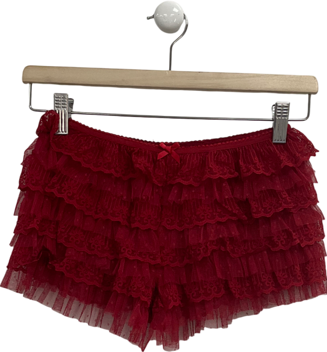 Jaded London Red Rhea Lace Shorts UK 6
