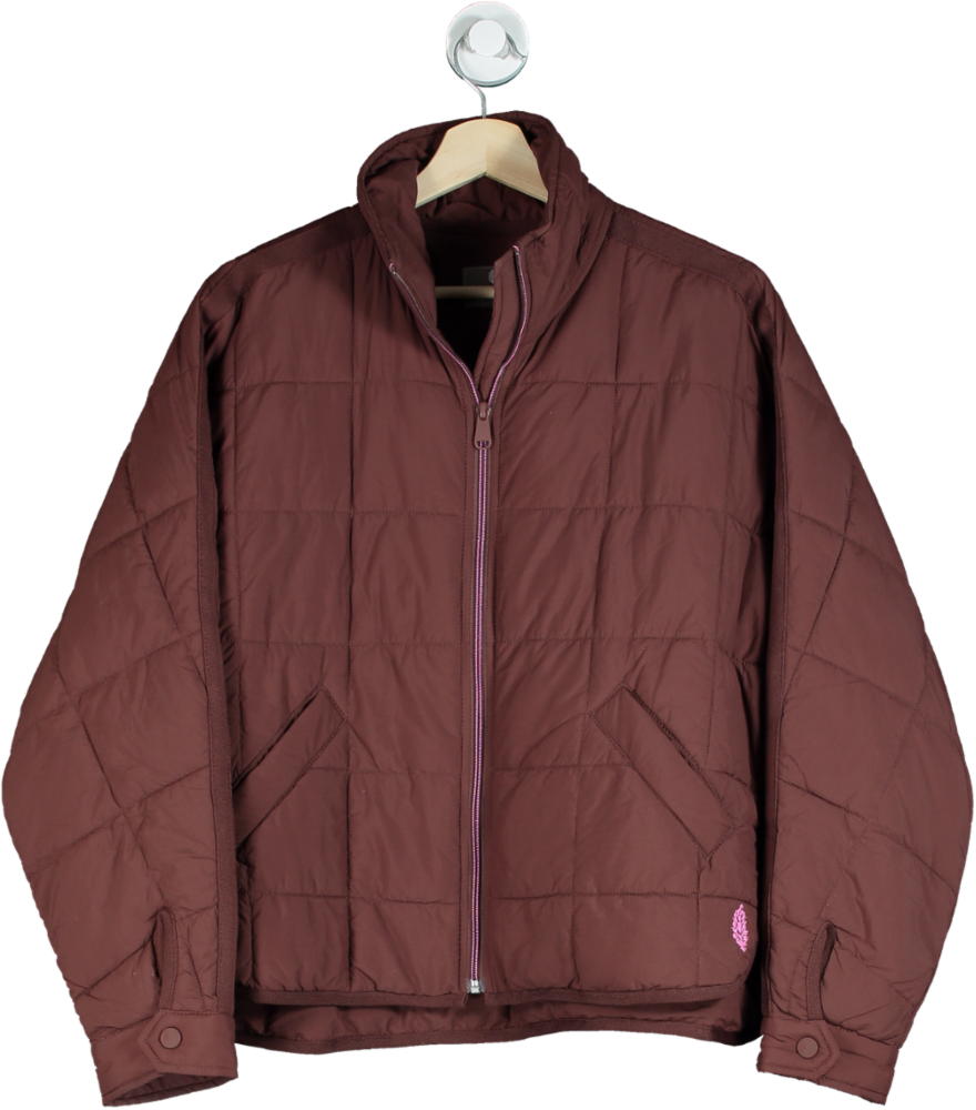 Free People Burgundy Quilted Jacket UK XS