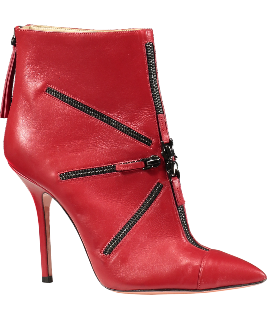 JF London Red Zip Detail Pointed Ankle Boots UK 6 EU 39 👠