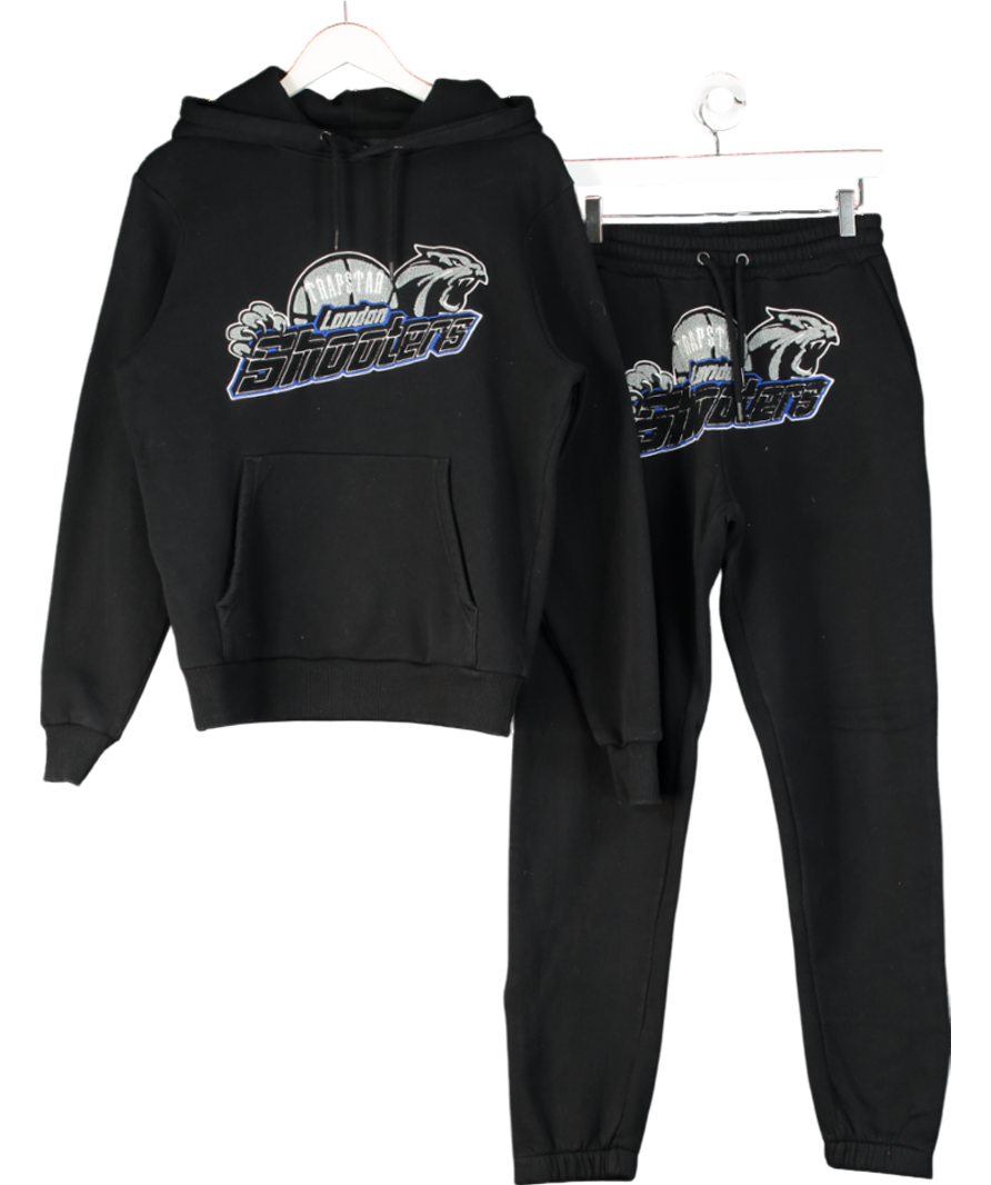 Trapstar Black London Shooters Hoodie And Joggers Tracksuit Set UK S