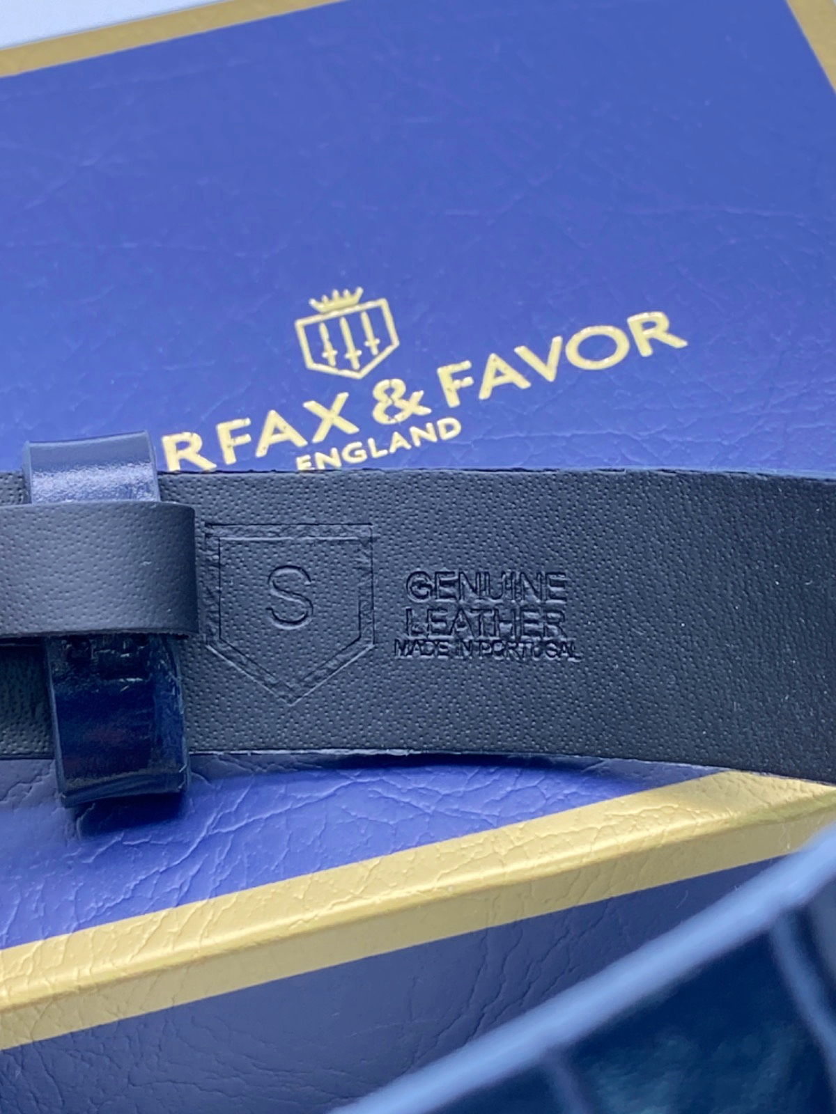Fairfax & Favor Navy Genuine Leather Belt UK S