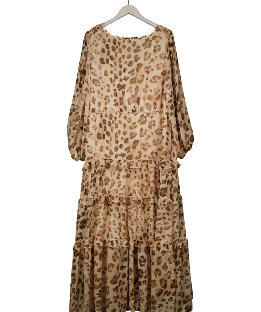 Monsoon Brown Leona Leopard Print Maxi Dress UK 22