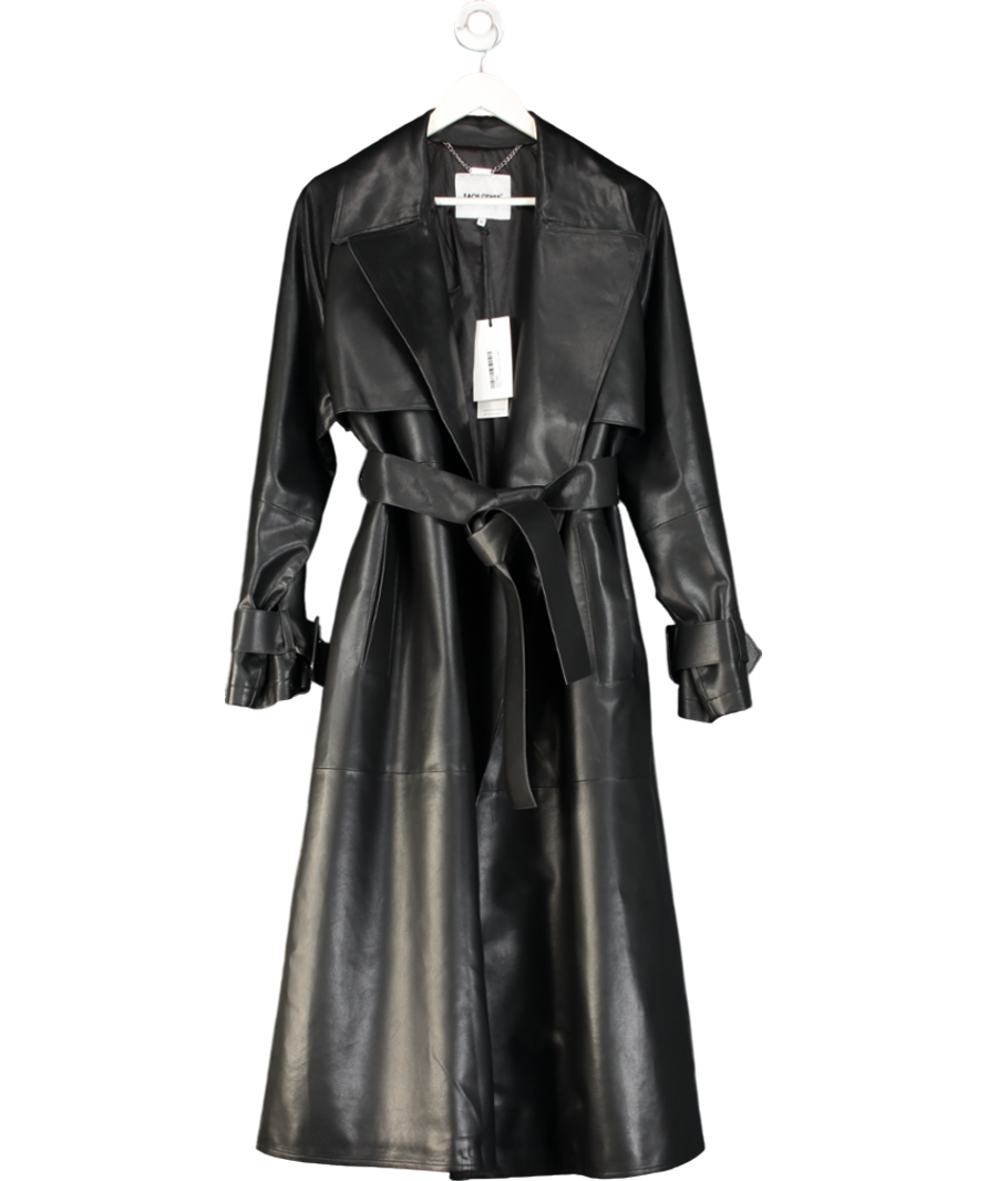 Each Other Black Vegan Leather Trench Coat UK S