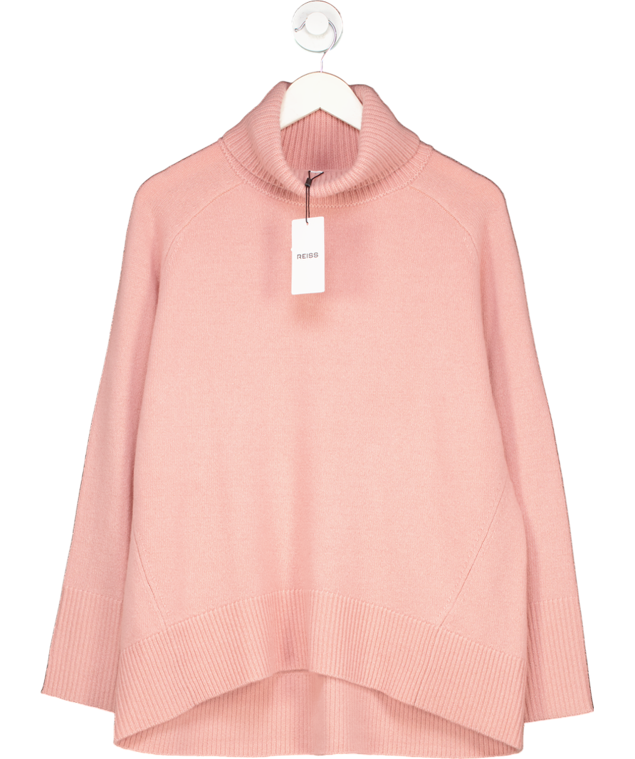 REISS Pink Eliza Cashmere Blend Roll Neck Sweater UK M