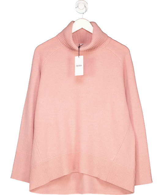 REISS Pink Eliza Cashmere Blend Roll Neck Sweater UK M