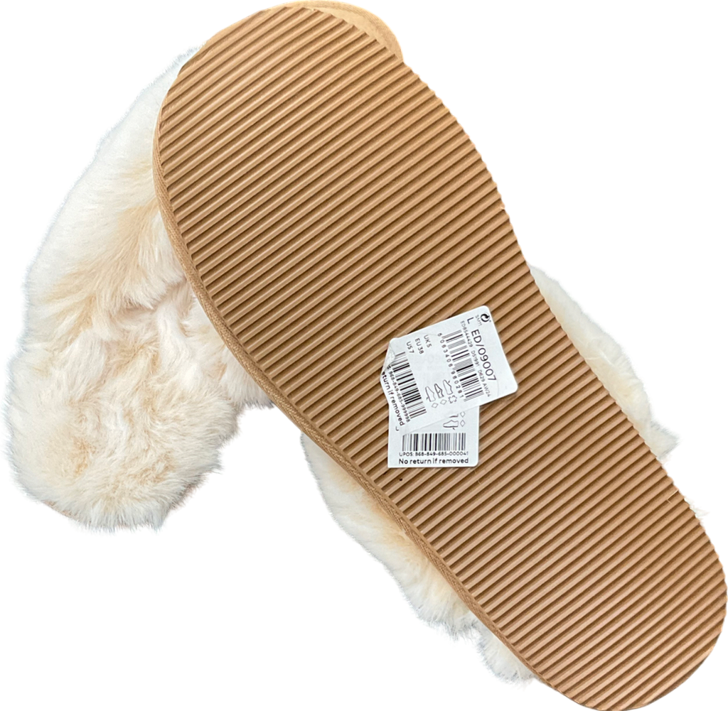 Next Beige Tan Brown Faux Faur Lined Mule Slippers UK 5 EU 38 👠