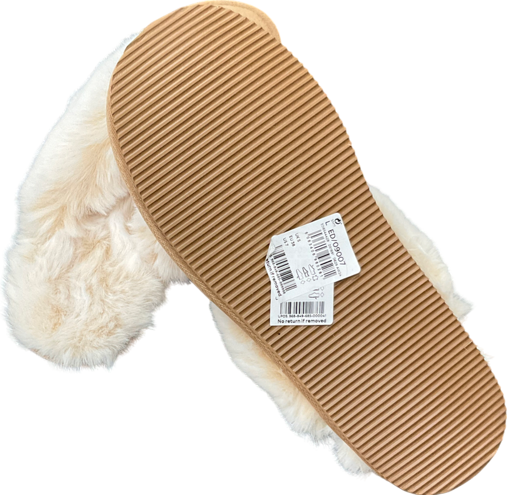 Next Beige Tan Brown Faux Faur Lined Mule Slippers UK 5 EU 38 👠
