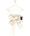 Blumarine Beige Bow-detail Denim Crop Top UK M