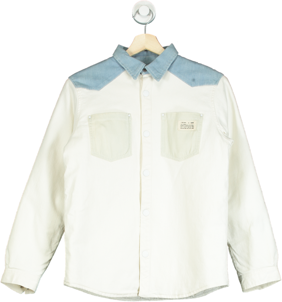 Bonpoint White and Blue Quilted Shirt UK 14
