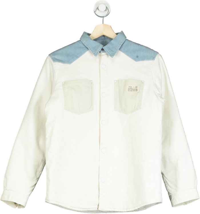 Bonpoint White and Blue Quilted Shirt UK 14