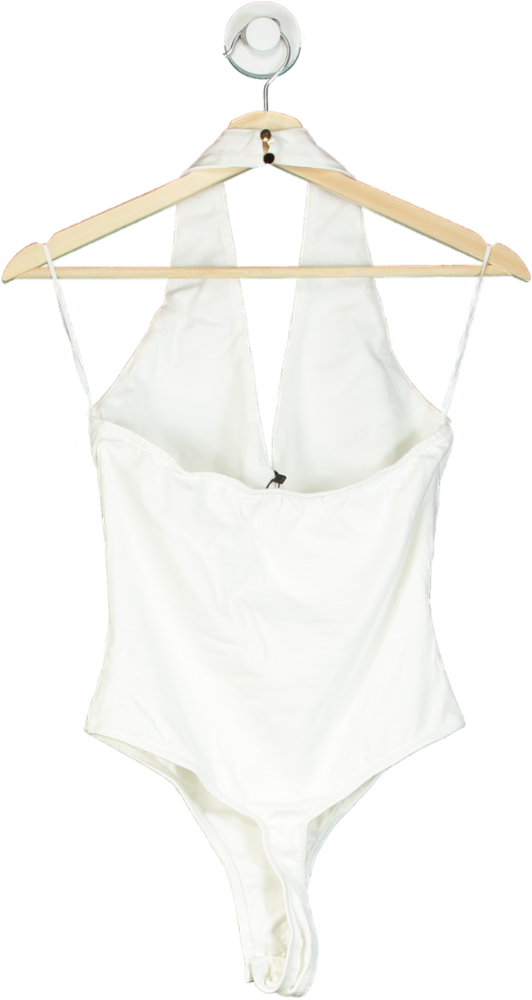 Karen Millen White Stretch Cotton Jersey Halter Bodysuit XS