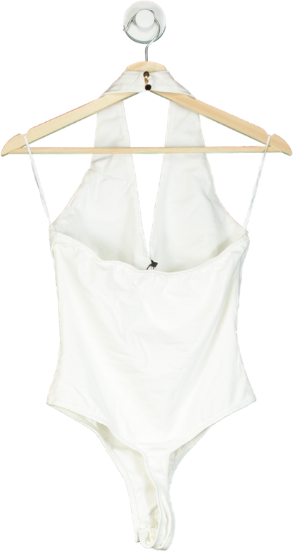 Karen Millen White Stretch Cotton Jersey Halter Bodysuit XS