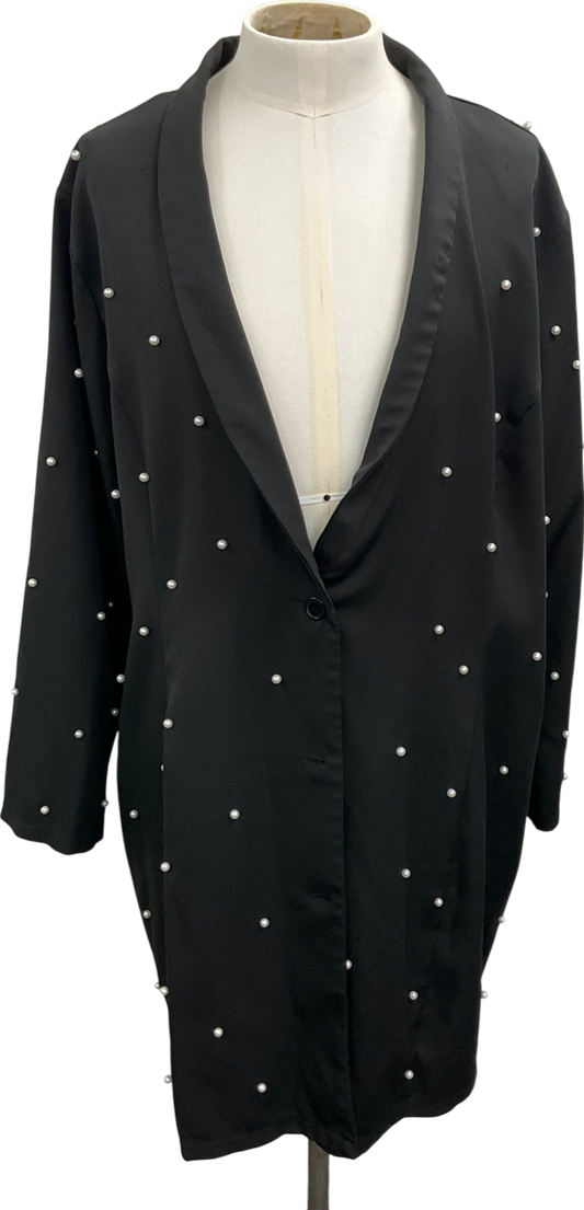 Saint Genies Black Selena Pearl Embellished Blazer UK 28