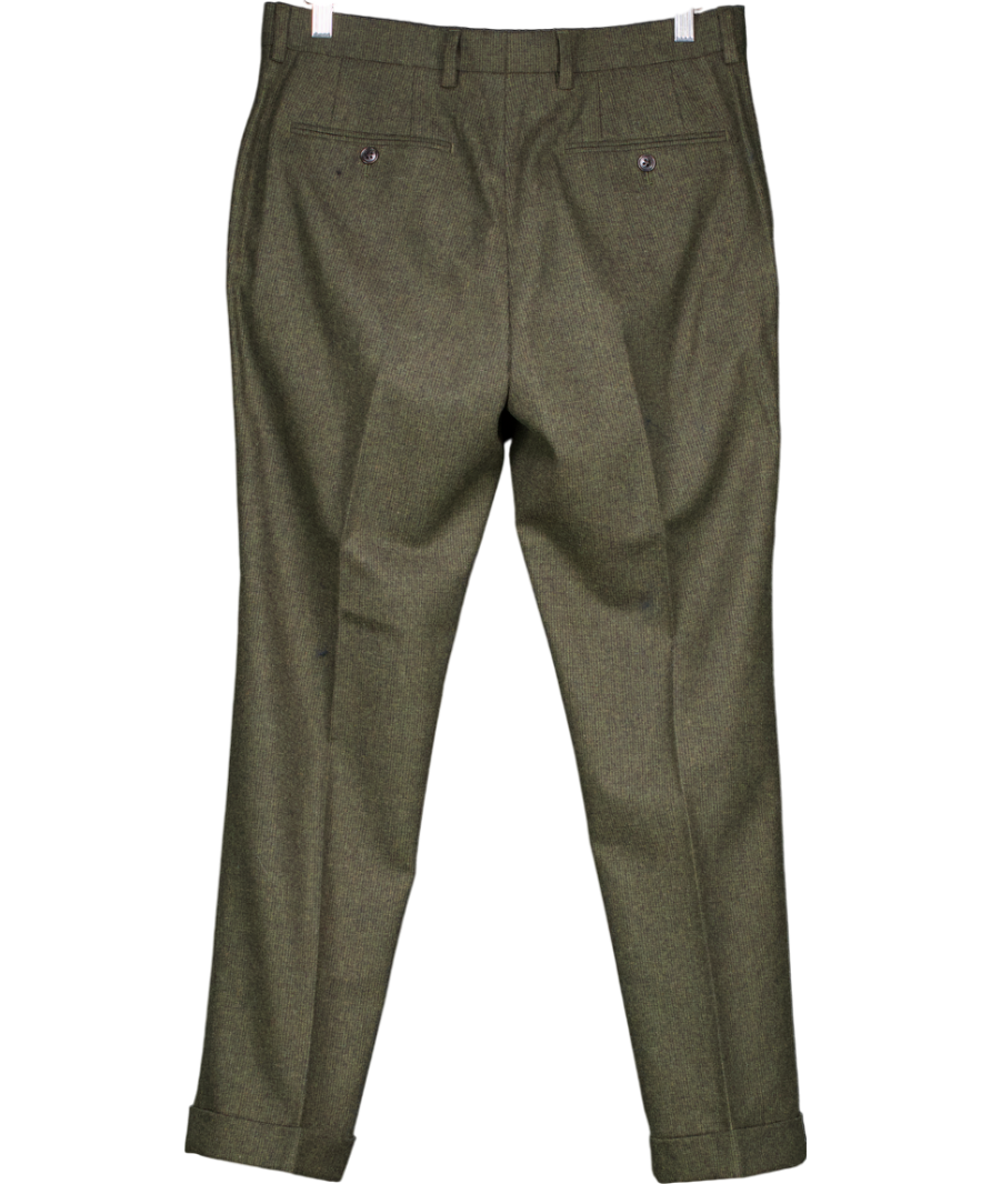 joules Green Slim Fit Texture Wool Suit Trousers L29 W32