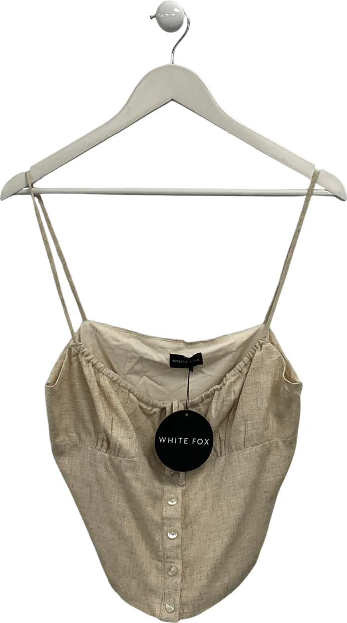 White Fox Beige Act The Part Linen Top UK XL