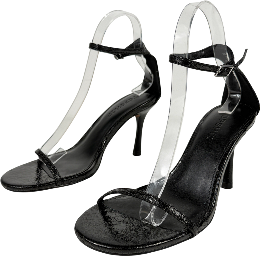 Topshop Black Alexi 2 Part Heeled Sandal UK 4 EU 37 👠