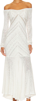 Charo Ruiz Ibiza White Souley Long Off The Shoulder Dress UK M