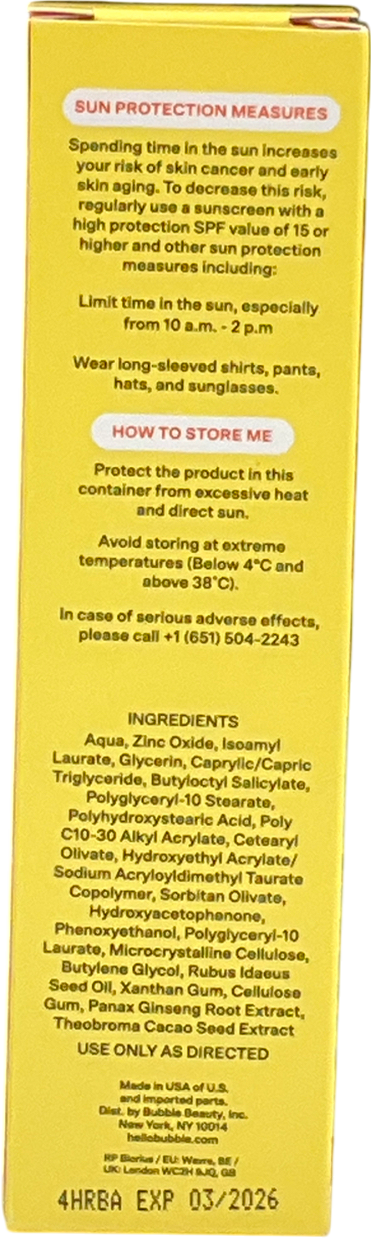 bubble Solar Mate Invisible Daily Mineral Sunscreen Spf 30 50ml