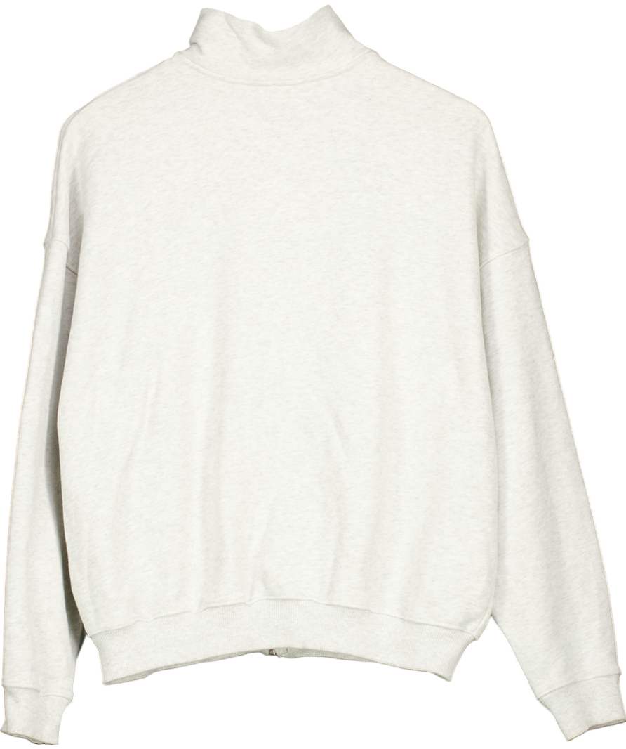 Adanola Grey Vacation Oversized Funnel Full Zip Sweatshirt 100% Organic Cotton UK XS