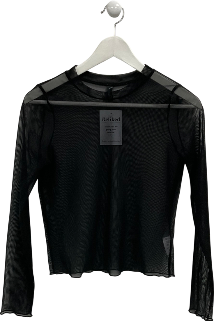 Nobody's Child Black Mesh Crew Neck Top UK 8