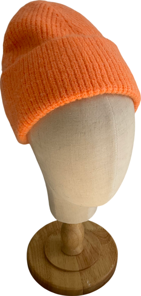 H&M Orange Knitted Beanie Hat One Size