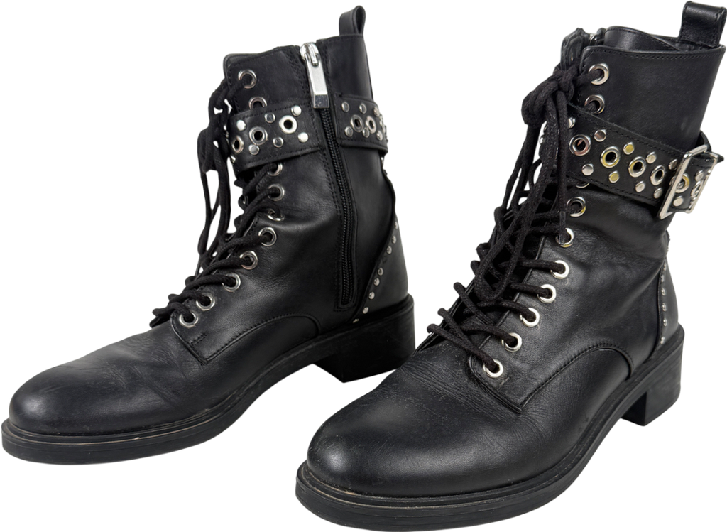 ZARA Black Biker Boots UK 5 EU 38