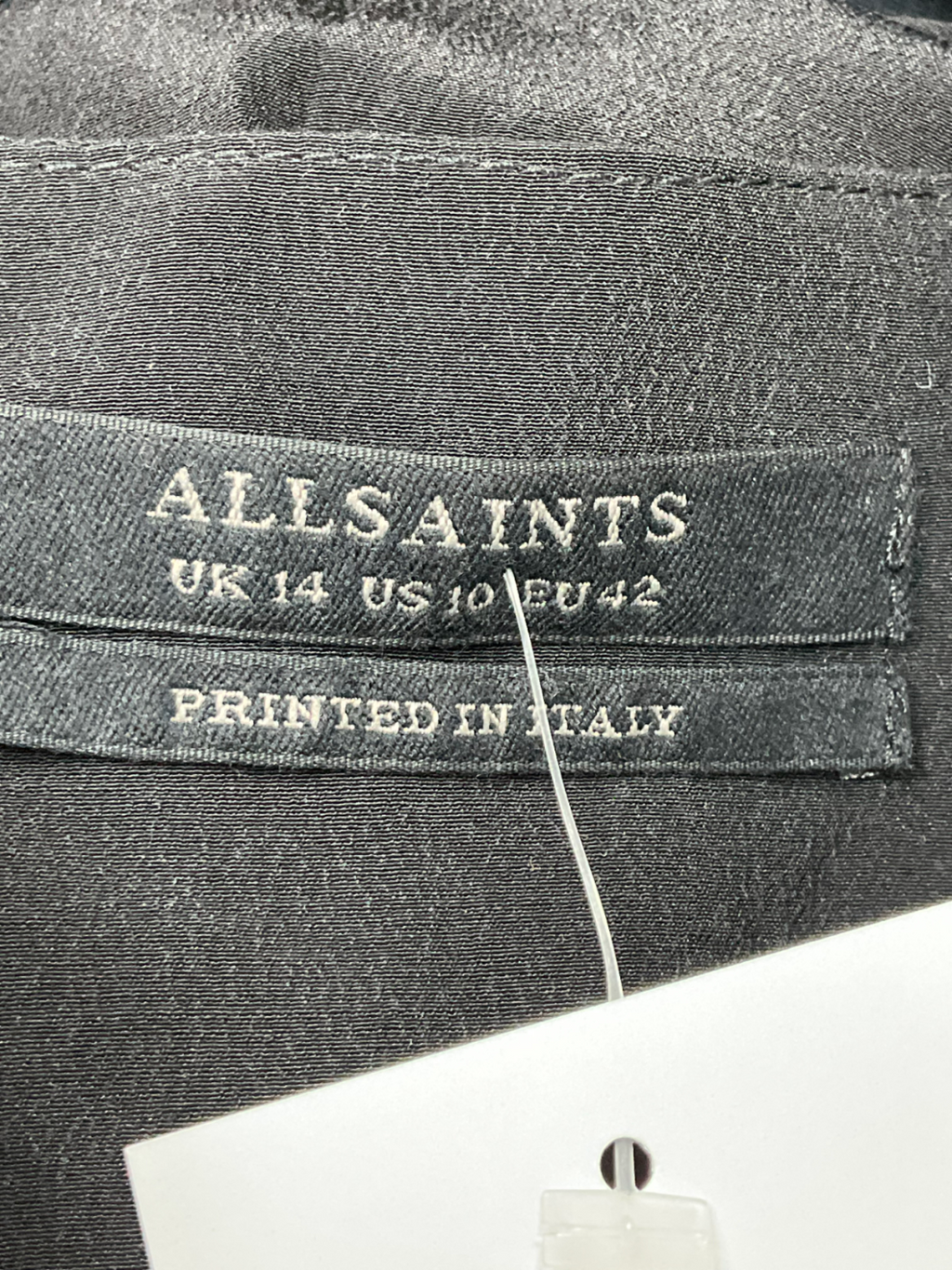 All Saints Black Azure Sleeveless Silk Dress UK 14